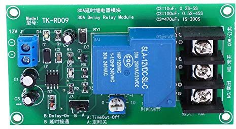 ViaGasaFamido 30A DC 12V Ritardo temporizzazione Modulo relè Ritardo Scheda 0,1-5 secondi Intervallo di ritardo Modulo relè Ritardo Alta precisione Forniture elettriche Tempo scheda relè