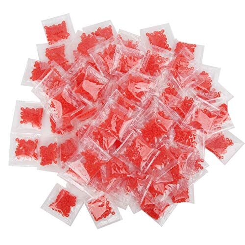 VBESTLIFE 100 sacchi di elastici per esche da pesca con pellet rosso 100 sacchi di pellet di lombrichi Custodia in pelle elastica per la pesca Esca per insetti rossi Clip per insetti rossi(4 * 2mm)