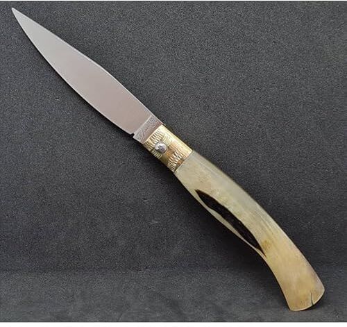 is lunas Coltello Da caccia Sardo PATTADA Artigianale TASCABILE MANICO IN CORNO SARDEGNA da COLLEZIONE Coltelli sardi artigianali coltellino fatto a mano (Manico 9cm Lama 7 cm Aperto 16 cm)