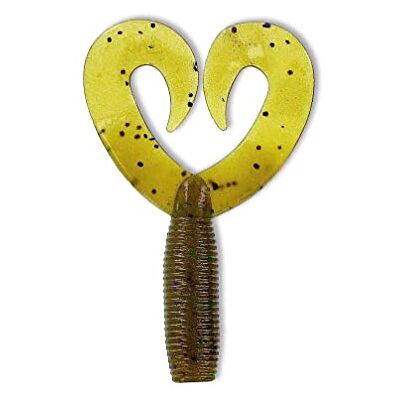 YAMAMOTO South Bend Sporting Goods doppia Tail Grub Jig Trailer, Green Pumpkin Nero Flake, 4 pollici YAMAMOTO South Bend Sporting Goods doppia Tail Grub Jig Trailer, Green Pumpkin Nero Flake, 4 pollici