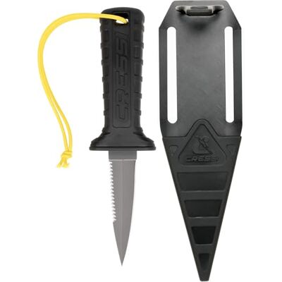 CRESSI Mamba Knife Titanium Alloy-Coltello per Immersioni dal Design Sottile Appuntito, Lama Doppio Taglio Liscio/Seghettato in Lega Titanio di 7cm, Fodero con Laccio Fermo di Sicurezza CRESSI Mamba Knife Titanium Alloy-Coltello per Immersioni dal Design Sottile Appuntito, Lama Doppio Taglio Liscio/Seghettato in Lega Titanio di 7cm, Fodero con Laccio Fermo di Sicurezza