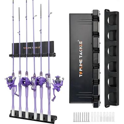 Topline Tackle Set di 2 supporti verticali per canna da pesca per garage, supporti per canna da pesca da parete, per riporre 6 canne da pesca Topline Tackle Set di 2 supporti verticali per canna da pesca per garage, supporti per canna da pesca da parete, per riporre 6 canne da pesca