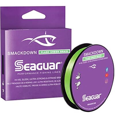 Seaguar Smackdown High Visibility Braided Fishing Line, 40lb Break Strength, 300yds, Flash Green Seaguar Smackdown High Visibility Braided Fishing Line, 40lb Break Strength, 300yds, Flash Green