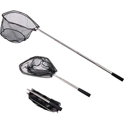 RESTCLOUD Retino da pesca con manico telescopico, allungabile fino a 127 cm, manico in alluminio 91,4 cm, completamente esteso RESTCLOUD Retino da pesca con manico telescopico, allungabile fino a 127 cm, manico in alluminio 91,4 cm, completamente esteso