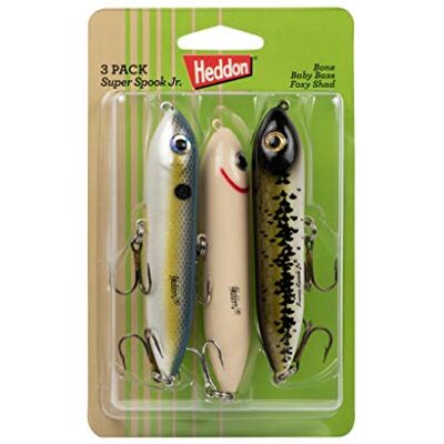 Heddon Super Spook Topwater Esca da pesca per acqua salata e acqua dolce, multicolore, confezione da 3 Heddon Super Spook Topwater Esca da pesca per acqua salata e acqua dolce, multicolore, confezione da 3
