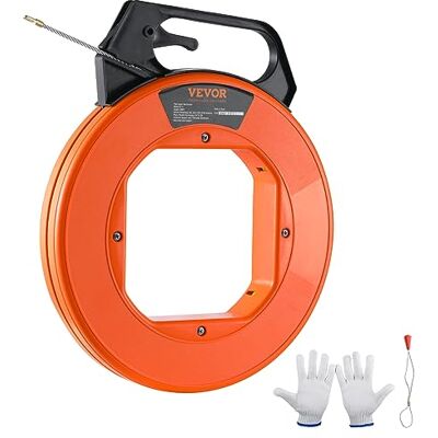 VEVOR Nastro da pesca, 100 piedi, 3/16 pollici, Estrattore per filo in fibra di vetro con alloggiamento e maniglia ottimizzati, Strumento per estrarre cavi facile da usare VEVOR Nastro da pesca, 100 piedi, 3/16 pollici, Estrattore per filo in fibra di vetro con alloggiamento e maniglia ottimizzati, Strumento per estrarre cavi facile da usare