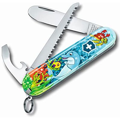 Victorinox , My First , Coltellino Svizzero, Originale, Multiuso, Campeggio, 9 Funzioni, Lama, grande with rounded tip, Apriscatole Victorinox , My First , Coltellino Svizzero, Originale, Multiuso, Campeggio, 9 Funzioni, Lama, grande with rounded tip, Apriscatole