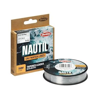 Berkley Nautil Surf Monofilamento affusolato Lenza da pesca affusolata per lanci lunghi Resistente all'abrasione Per la pesca in acqua salata o dolce 0,23 mm-0,57 mm 3,2 kg-16,1 kg 5x15 m Berkley Nautil Surf Monofilamento affusolato Lenza da pesca affusolata per lanci lunghi Resistente all'abrasione Per la pesca in acqua salata o dolce 0,23 mm-0,57 mm 3,2 kg-16,1 kg 5x15 m