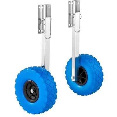 VEVOR Coppia Ruote di Poppa Carico di 136,1 kg, in Acciaio Inossidabile da 26 cm con Pneumatico in PVC Pieno, Ruote di Alaggio Pieghevoli con 4 Perni a Sgancio Rapido, per Barche da Pesca VEVOR Coppia Ruote di Poppa Carico di 136,1 kg, in Acciaio Inossidabile da 26 cm con Pneumatico in PVC Pieno, Ruote di Alaggio Pieghevoli con 4 Perni a Sgancio Rapido, per Barche da Pesca