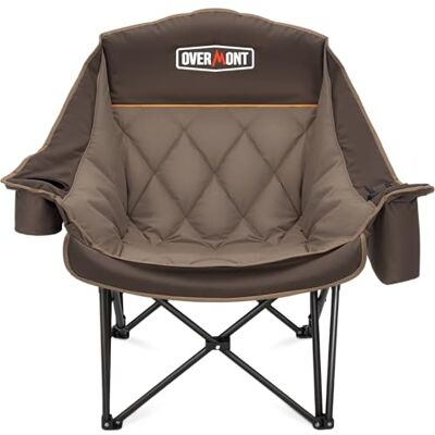 OVERMONT Sedia da Campeggio Pieghevole Oversized 204kg Sedie da Pesca Pieghevoli con imbottitura Borsa Termica Portabicchieri Poltrona Portatile per Esterno Interno Giardino Picnic Khaki OVERMONT Sedia da Campeggio Pieghevole Oversized 204kg Sedie da Pesca Pieghevoli con imbottitura Borsa Termica Portabicchieri Poltrona Portatile per Esterno Interno Giardino Picnic Khaki