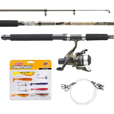 Mitchell Tanager Camouflage Set da pesca telescopico, composto da una canna da pesca e mulinello con lenza ed esche per pesca alla trota e al pesce persico Mitchell Tanager Camouflage Set da pesca telescopico, composto da una canna da pesca e mulinello con lenza ed esche per pesca alla trota e al pesce persico
