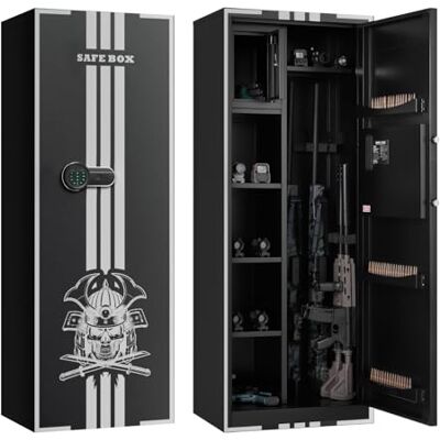VEVOR Armadio Portafucili Cassaforte per Armi da Fuoco Capienza 4 pezzi 2 Metodi di Chiusura Password e Chiavi, Cassaforte per Armi Lunghe Telaio in Acciaio 2 Staffa Regolabili Luce LED Integrata VEVOR Armadio Portafucili Cassaforte per Armi da Fuoco Capienza 4 pezzi 2 Metodi di Chiusura Password e Chiavi, Cassaforte per Armi Lunghe Telaio in Acciaio 2 Staffa Regolabili Luce LED Integrata