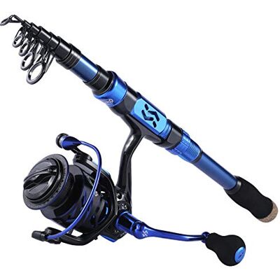 Sougayilang Canna da pesca combinata con mulinello, in fibra di carbonio da 24 tonnellate, canna da pesca telescopica portatile da viaggio con mulinelli da spinning per acqua dolce e salata 2.4B Sougayilang Canna da pesca combinata con mulinello, in fibra di carbonio da 24 tonnellate, canna da pesca telescopica portatile da viaggio con mulinelli da spinning per acqua dolce e salata 2.4B