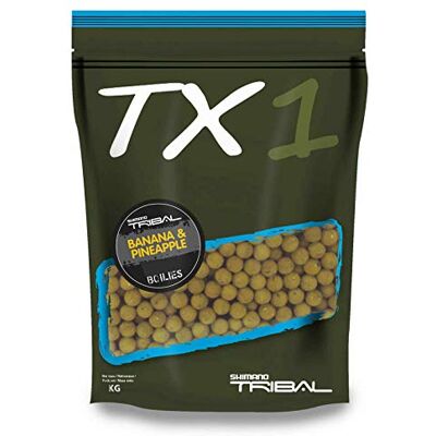 SHIMANO Bait TX1 Boillie Banana & Pineap Esca da pesca da 15 mm 5 kg con chiara attrazione visiva SHIMANO Bait TX1 Boillie Banana & Pineap Esca da pesca da 15 mm 5 kg con chiara attrazione visiva