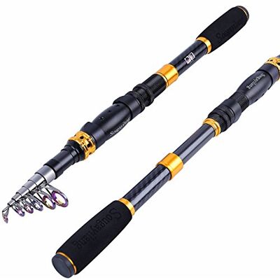 Sougayilang Canna da pesca telescopica – Canna da pesca ultraleggera in fibra di carbonio da 24 tonnellate con mulinello CNC, manico portatile retrattile, guide in acciaio inox per la pesca di Sougayilang Canna da pesca telescopica – Canna da pesca ultraleggera in fibra di carbonio da 24 tonnellate con mulinello CNC, manico portatile retrattile, guide in acciaio inox per la pesca di