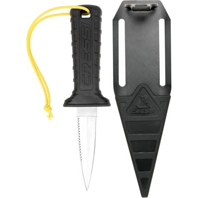 CRESSI Mamba Knife-Coltello per Immersioni dal Design Sottile Appuntito, Lama Doppio Taglio Liscio/Seghettato in Acciaio Inox 4Cr14 di 7cm, Fodero con Laccio/Fermo di Sicurezza CRESSI Mamba Knife-Coltello per Immersioni dal Design Sottile Appuntito, Lama Doppio Taglio Liscio/Seghettato in Acciaio Inox 4Cr14 di 7cm, Fodero con Laccio/Fermo di Sicurezza