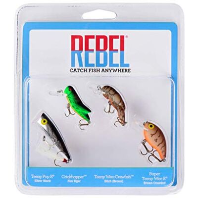Rebel Esche classiche Critters Crankbait esche da pesca confezione da 4, include 1 Teeny Pop-R, 1 Crickhopper, 1 Teeny Wee Crawfish e 1 Teen Wee-R, Multi, taglia unica Rebel Esche classiche Critters Crankbait esche da pesca confezione da 4, include 1 Teeny Pop-R, 1 Crickhopper, 1 Teeny Wee Crawfish e 1 Teen Wee-R, Multi, taglia unica