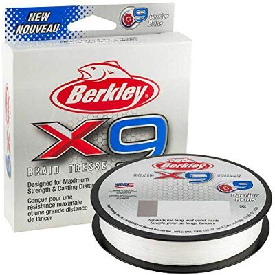 Berkley Lenza da pesca intrecciata X9, 9 fili, per pesca in acqua salata e d'acqua dolce, unisex, cristallo, 6,4 kg, 2000 m Berkley Lenza da pesca intrecciata X9, 9 fili, per pesca in acqua salata e d'acqua dolce, unisex, cristallo, 6,4 kg, 2000 m