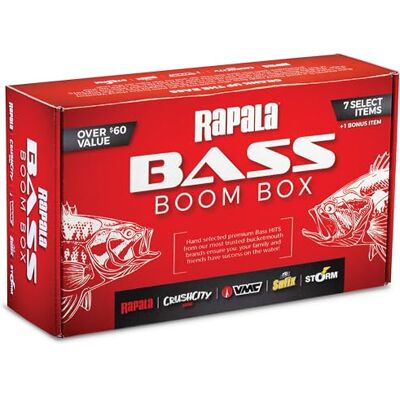 Rapala Bass Boom Box, kit per la pesca alla spigola con 7 esche curate e articolo bonus con , VMC, Crush City, Sufix e Storm Rapala Bass Boom Box, kit per la pesca alla spigola con 7 esche curate e articolo bonus con , VMC, Crush City, Sufix e Storm