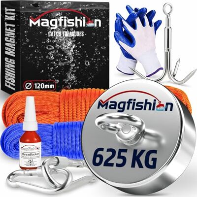 Magfishion Calamita Potente Set di Magnete da Pesca 625 KG Ø120mm Magneti al Neodimio Calamite Potenti con 2 Corde, Grappino & Guanti Magnet Fishing Magfishion Calamita Potente Set di Magnete da Pesca 625 KG Ø120mm Magneti al Neodimio Calamite Potenti con 2 Corde, Grappino & Guanti Magnet Fishing