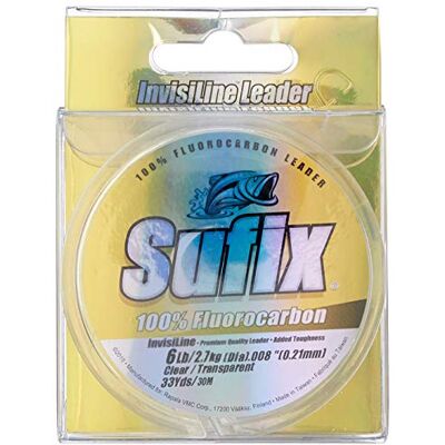 Sufix Invisiline Lenza da pesca in fluorocarbon Leader Wheel, 3,6 kg, 30,6 m, trasparente Sufix Invisiline Lenza da pesca in fluorocarbon Leader Wheel, 3,6 kg, 30,6 m, trasparente