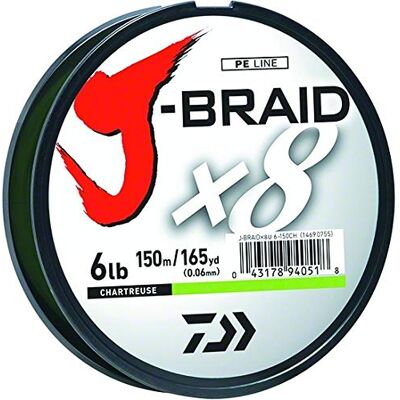 Daiwa J-BRAIDX8 Bobina di lenza, colore chartreuse, diametro mono: 4,5 kg Daiwa J-BRAIDX8 Bobina di lenza, colore chartreuse, diametro mono: 4,5 kg