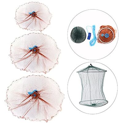 MUARE Rete da pesca 3,6 m/4,8 m da pesca in rete di nylon resistente, facile da lanciare a mano (dimensioni: 4,8 m; colore: marrone) MUARE Rete da pesca 3,6 m/4,8 m da pesca in rete di nylon resistente, facile da lanciare a mano (dimensioni: 4,8 m; colore: marrone)