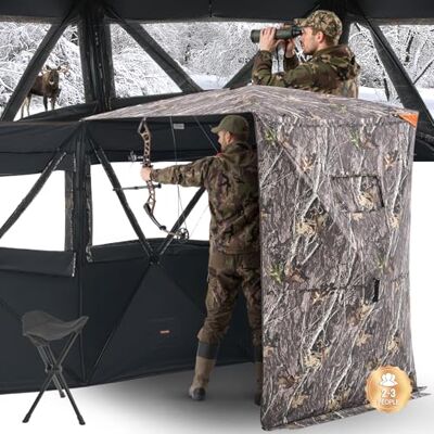 VEVOR Tenda da Caccia, Tenda Termica per 2 a 3 Persone con Sedia a Tre Gambe Borsa per Il Trasporto, Mimetica Portatile, Riparo Nascosto Resistente con Porta e Finestra con Cerniera VEVOR Tenda da Caccia, Tenda Termica per 2 a 3 Persone con Sedia a Tre Gambe Borsa per Il Trasporto, Mimetica Portatile, Riparo Nascosto Resistente con Porta e Finestra con Cerniera