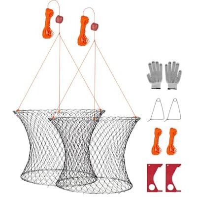 VEVOR Nassa per Granchi da 2 pezzi, Trappola con Doppio Anello Pieghevole per Granchi con Corda da 18,28 m Base in Rete Metallica, Trappola Gabbia Pieghevole con Anello Superiore 60 cm Inferiore 50 cm VEVOR Nassa per Granchi da 2 pezzi, Trappola con Doppio Anello Pieghevole per Granchi con Corda da 18,28 m Base in Rete Metallica, Trappola Gabbia Pieghevole con Anello Superiore 60 cm Inferiore 50 cm