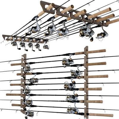 Rush Creek Creations 11 Canna da pesca Cremagliera di stoccaggio e supporto per asta da parete o Rush Creek Creations 11 Canna da pesca Cremagliera di stoccaggio e supporto per asta da parete o