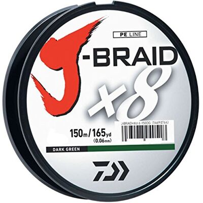 Daiwa Braided Line, Linea Intrecciata J-BRAIDX8 Unisex, Verde Scuro, 22,7 kg Daiwa Braided Line, Linea Intrecciata J-BRAIDX8 Unisex, Verde Scuro, 22,7 kg