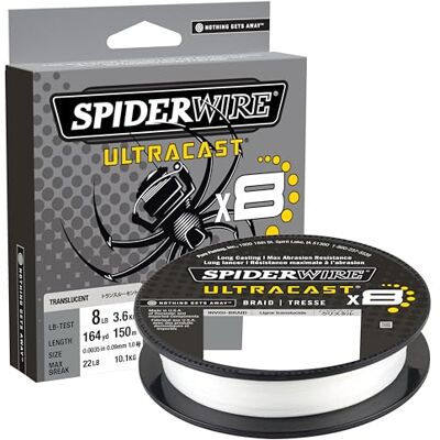 Spiderwire Superline Lenza intrecciata Ultracast, Invisibraid-traslucido, 4,5 kg, 150 m, lenza da pesca Spiderwire Superline Lenza intrecciata Ultracast, Invisibraid-traslucido, 4,5 kg, 150 m, lenza da pesca