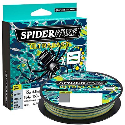 Spiderwire Superline Ultracast Braid, Aqua Camo, 20lb 9kg, 164yd 150m Braided Fishing Line, Suitable for Freshwater and Saltwater Environments Spiderwire Superline Ultracast Braid, Aqua Camo, 20lb 9kg, 164yd 150m Braided Fishing Line, Suitable for Freshwater and Saltwater Environments