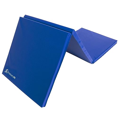ProsourceFit Tappetino pieghevole per esercizi con manici per il trasporto, 1,8 m di lunghezza x 5,1 m di larghezza x 3,8 cm di spessore, colore: Blu