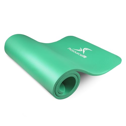ProsourceFit Prosource -Tappetino, 1/2", Colore: Verde, Tappetino Extra Spesso per Yoga e Pilates, Unisex-Adulto, Green