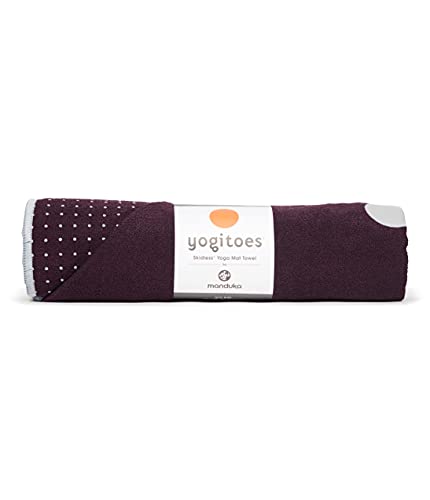 Manduka Yogitoes Asciugamano da yoga per tappetino, antiscivolo e ad asciugatura rapida, per hot yoga, con fondo in gomma, sottile e leggero, 180 cm