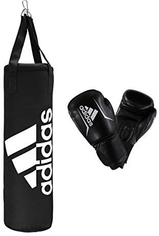 adidas Junior Boxset, Set da Boxe. Unisex-Kids, Nero, Boxhandschuhe: 6 oz/Boxsack: 43 x 19 cm 6 kg