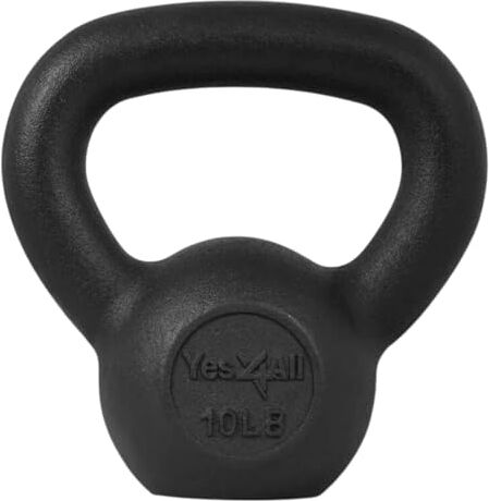 Yes4All KXIF Peso Kettlebell solido in ghisa, 4,5 kg, nero