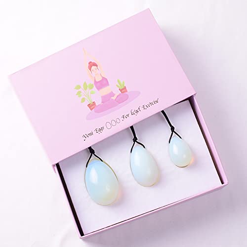 MiZuh Yoni Egg Set Massaggio Uovo 3 pezzi Set Giada Cristallo Quarzo rosa Yoni Ball Massaggiatore muscolare per esercizi di Kegel, opalite