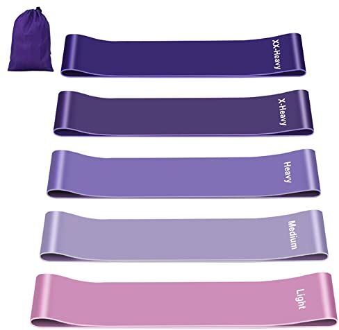 Fokky Elastici Fitness (Set di 5), Bande di Resistenza Fitness con 5 Livelli di Resistenza, Fasce Elastiche Fitness per Crossfit, Yoga, Pilates, Squats, Lunges, Stretching, Allenamento di Forza