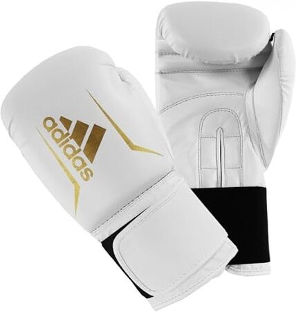 Adidas Guantoni da boxe Speed 50 per uomo, donna, bambino, per allenamento, palestra, 113,4 g, 170,1 g, 226,8 g, 283,5 g, 340,2 g, 396 g, 453,6 g, colore: bianco/oro, 453,6 g