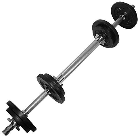 Yes4All 20kg 27kg Ghisa Manubri Regolabili Set con Prolunga Barra della Maniglia, Set Bodybuilding Attrezzi bilanciere con Dischi ghisa per Home Gym, Pesistica Fitness