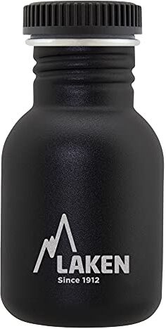 Laken Borraccia Basic in Acciaio Inossidabile, Borraccia con Bocca Larga e Tappo a Vite, 100% a Prova di Perdite, Senza BPA, 350ml, Nero