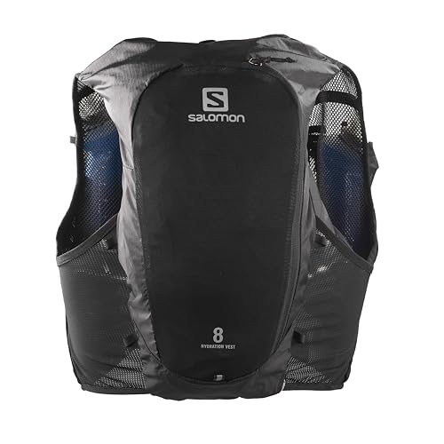 Salomon Adv Hydra Vest 8 Gilet da Running con Flask Inclusi Unisex, Comfort e stabilità, Idratazione ad accesso rapido, Semplicità, Nero, XL