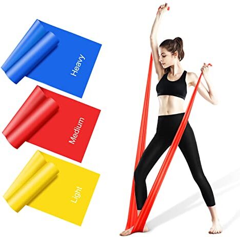 Fokky Elastici Fitness (3 Pezzi), Bande Elastiche Fitness con 3 Livelli di Resistenza, Fascia elastico fitness Esercizi Ideale per Yoga, Pilates，Allenamento di Forza e Flessibilità,Stretching -Con Borse