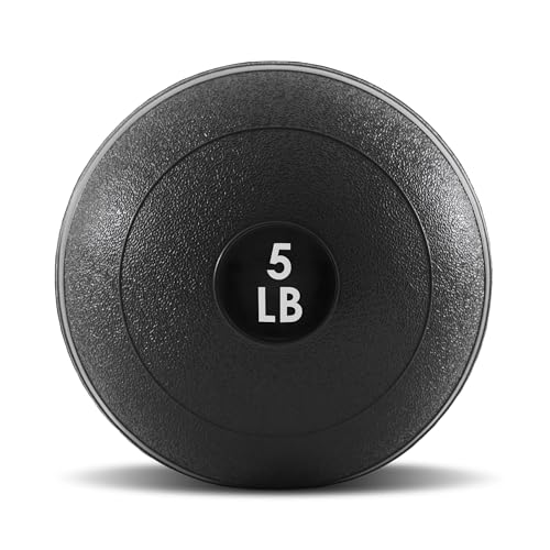 ProsourceFit Slam Medicine Balls 5 lbs Smooth Textured Grip Dead Weight Balls for Cross Training, Strength and Conditioning Exercises, Cardio and Core Workouts, Black