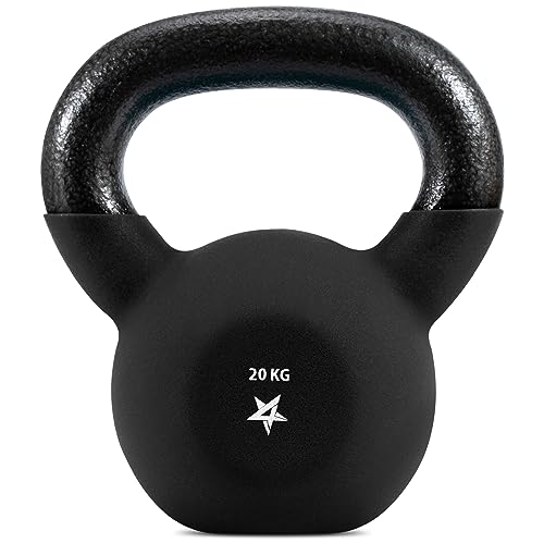 Yes4All S0DZ Kettlebell rivestite in neoprene, Kettlebell per allenamento della forza 20KG Nero