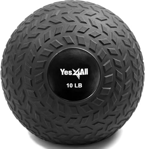 Yes4All Slam Balls 4,5 kg, nera, palla medica riempita di sabbia senza rimbalzo, adatta per l'allenamento e la forza