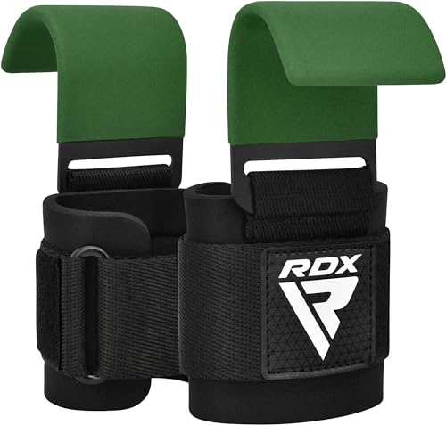 RDX Ganci Sollevamento Pesi, 8mm Neoprene Fasce Polsi Imbottita Supporto, Gomma Rivestito Impugnature Grips, Gym Gancio Cinghie per Fitness Powerlifting Allenamento Palestra Bodybuilding, Uomo Donna