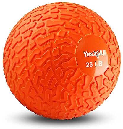 Yes4All Slam Balls 11,3 kg, arancione, palla medica riempita di sabbia senza rimbalzo, adatta per l'allenamento e la forza